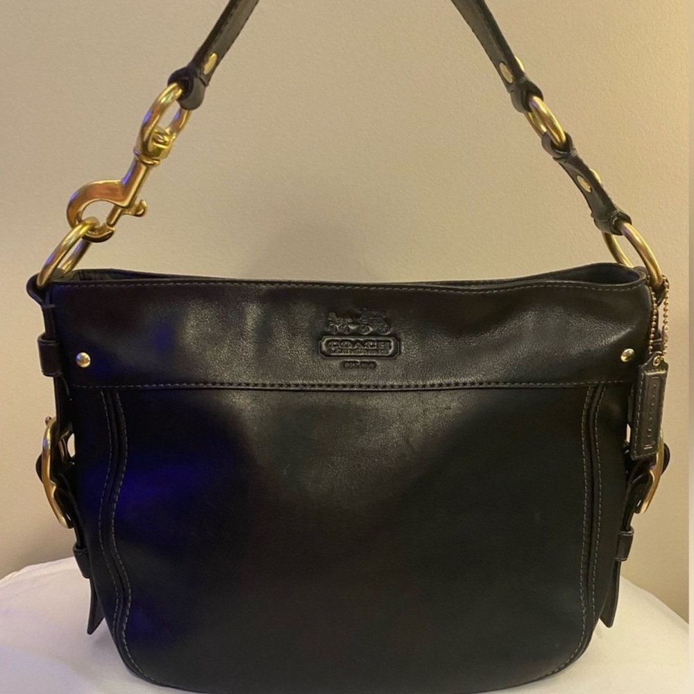 Coach Black Signature Hobo Shoulder Bag